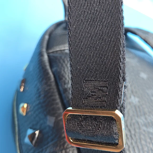 MCM Black and Gold Studded Backpack - Picture 5 of 16